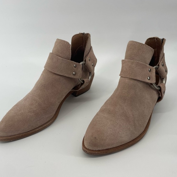 Frye Suede Ray Harness Back-Zip Ankle Booties with Cut out - Size 6 - Picture 9 of 11